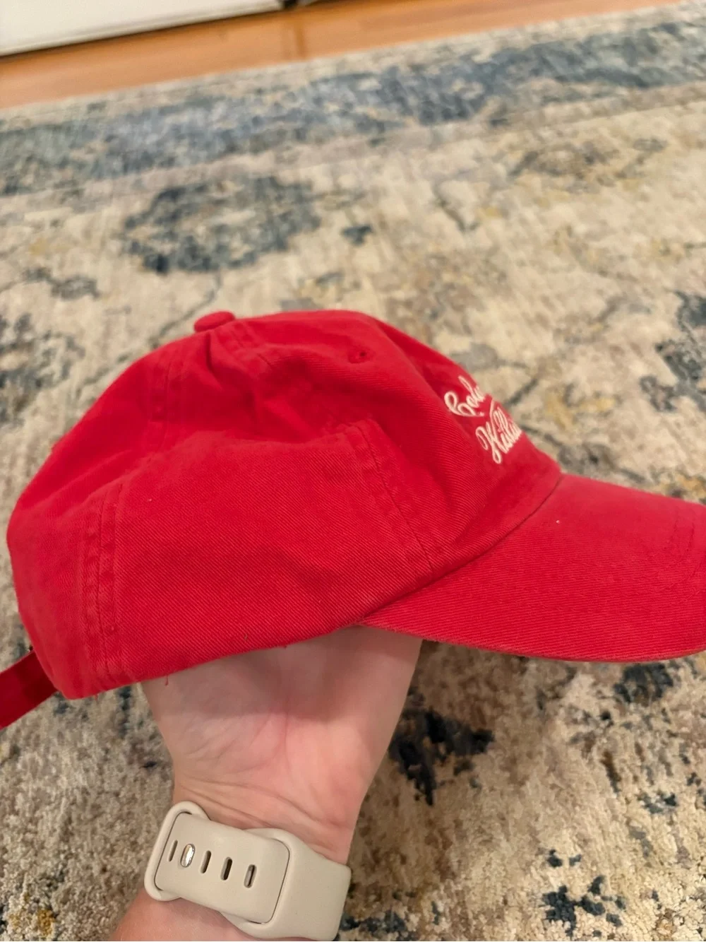 Colonial Williamsburg Hat Red White Script Adjustable Cap Vintage